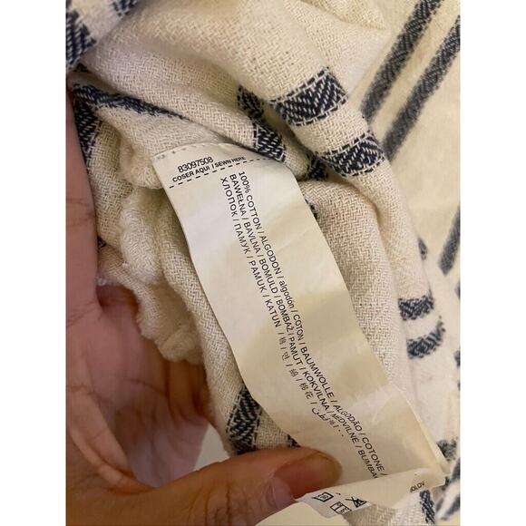 Mango Top Women's 4 White Vertical Lines Crop 100% Cotton Tie Strap Casual Tank - Picture 5 of 6